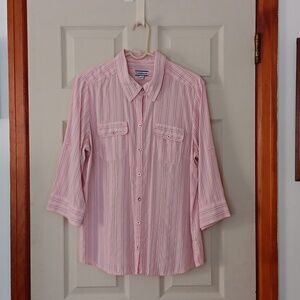 Striped Pink Button-Up Women's Top